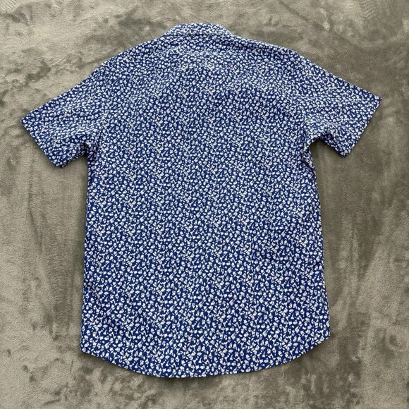 Michael Kors Slim Fit Short Sleeve Shirt in Blue/White Floral Print - Picture 2 of 5